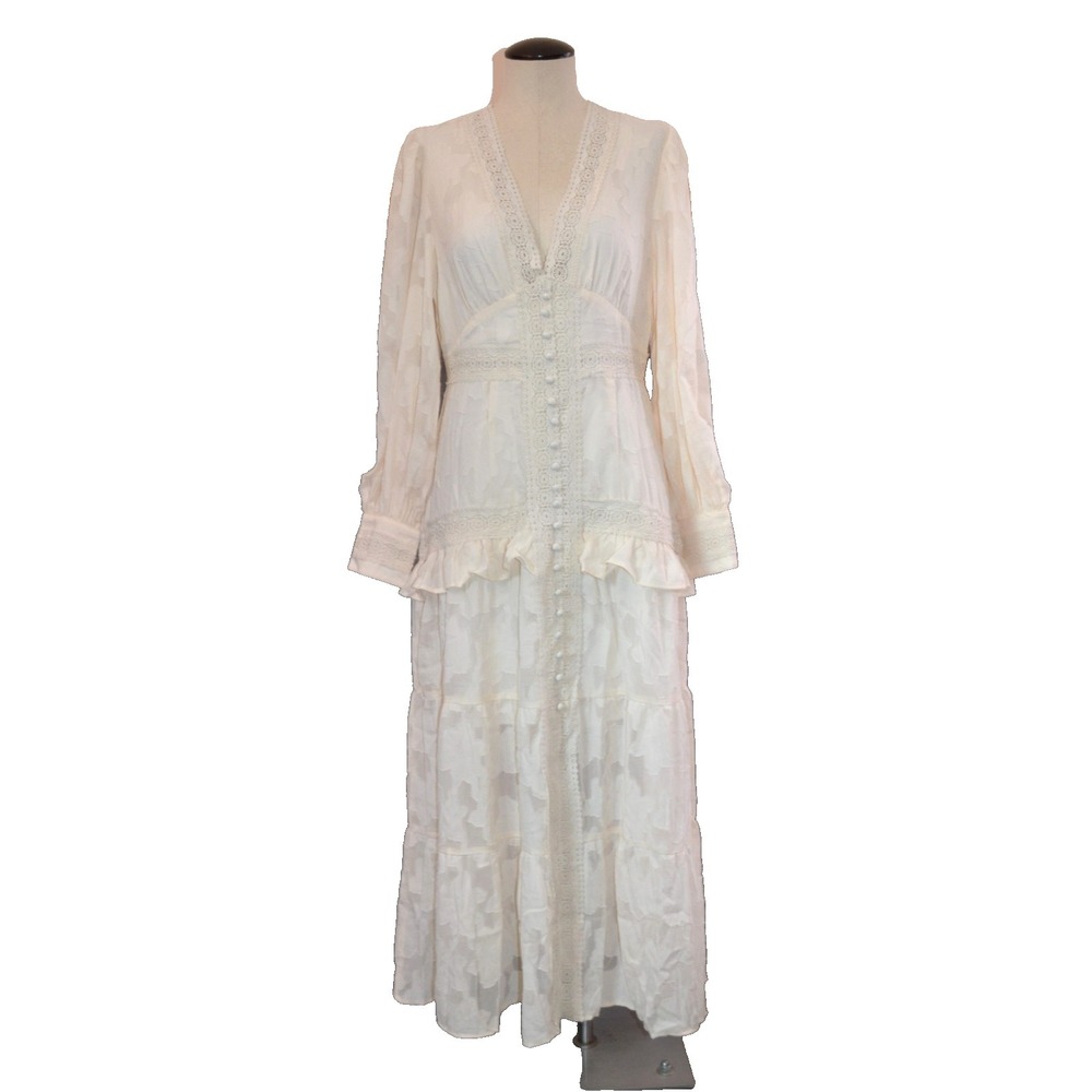 Anewsta Dress Womens L Ivory Cottagecore Fairycore Romantic Prairie Crochet Lace
